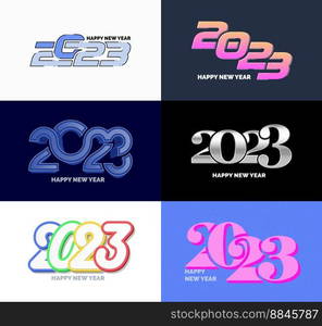 Big Set of 2023 Happy New Year logo text design 2023 number design template