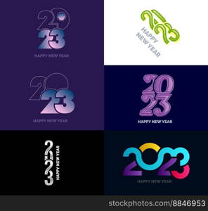 Big Set of 2023 Happy New Year logo text design 2023 number design template