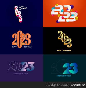 Big Set of 2023 Happy New Year logo text design 2023 number design template