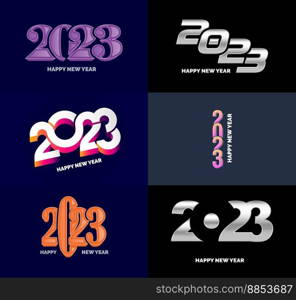 Big Set of 2023 Happy New Year logo text design 2023 number design template