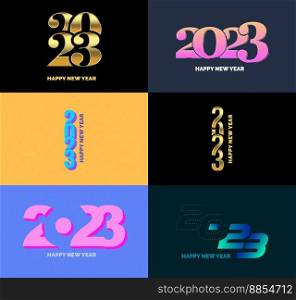 Big Set of 2023 Happy New Year logo text design 2023 number design template