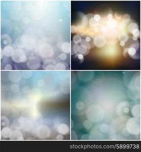 Big set of blurry backgrounds with bokeh effect. Abstract vector illustration.. Big set of blurry backgrounds with bokeh effect. Abstract vector illustration