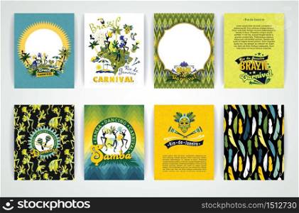 Big set of Brazil Carnival Backgrounds. Patterns for Placards, Posters, Flyers and Banner Designs.. Big set of Brazil Carnival Backgrounds.