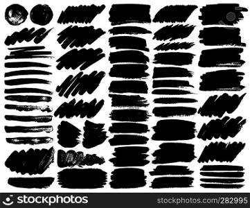 Big set of brush strokes, Black ink grunge brush strokes. Vector illustration.