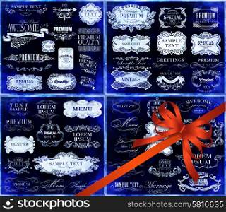 Big set of calligraphic elements for design can be used for invitation, congratulation