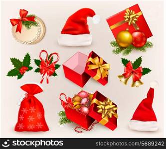 Big set of Christmas icons and objects. Vector illustration.