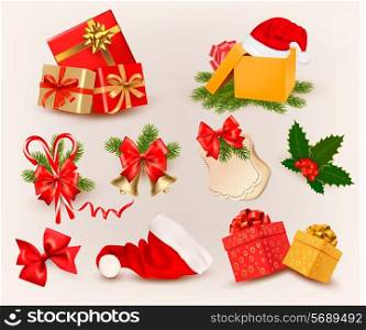 Big set of Christmas icons and objects. Vector illustration.