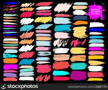 Big set of colorful brush strokes, Colorful ink grunge brush strokes. Vector illustration.