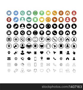 Big set of communication icons. Phone, mobile phone, retro phone, location, mail and web site symbols on isolated background for applications, web, app. EPS 10 vector.. Big set of communication icons. Phone, mobile phone, retro phone, location, mail and web site symbols on isolated background for applications, web, app. EPS 10 vector