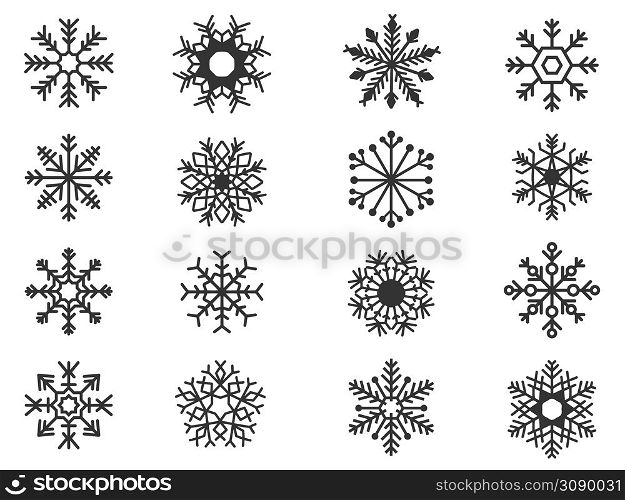 Big set of design holiday snowflakes isolate on white background. Vector illustration eps 10.. Big set of design holiday snowflakes isolate on white background. Vector illustration.