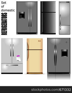 Big set of Domestic refrigerators. Vector illustration
