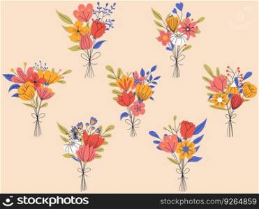 Big set of floral elements. Romantic flower collection with bouquet of flowers. Good for greeting cards or invitation design, floral poster. Big set of floral elements. Romantic flower collection with bouquet of flowers. Good for greeting cards or invitation design, floral poster.