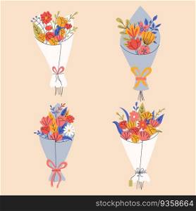 Big set of floral elements. Romantic flower collection with bouquet of flowers. Good for greeting cards or invitation design, floral poster. Big set of floral elements. Romantic flower collection with bouquet of flowers. Good for greeting cards or invitation design, floral poster.