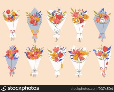 Big set of floral elements. Romantic flower collection with bouquet of flowers. Good for greeting cards or invitation design, floral poster. Big set of floral elements. Romantic flower collection with bouquet of flowers. Good for greeting cards or invitation design, floral poster.