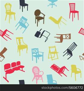 Big set of home chair silhouettes seamless pattern