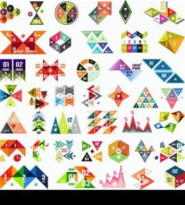 Big set of infographic modern templates - triangles and geometric shapes. For banners, business backgrounds, presenations