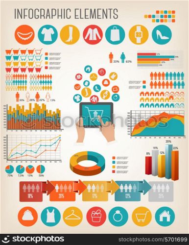 Big set of Shopping infographics elements. Vector.