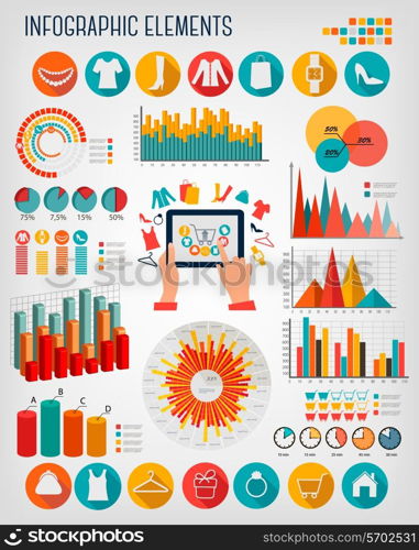 Big set of Shopping infographics elements. Vector.