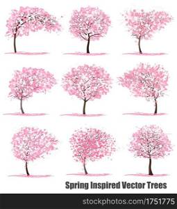 Big Set of Spring Inspired Vector Trees.