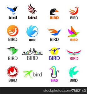 big set of vector logos birds