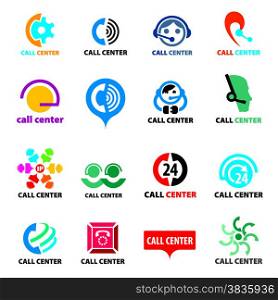 big set of vector logos call center