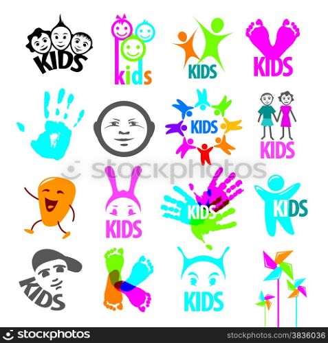 big set of vector logos children