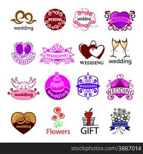 big set of vector logos for wedding