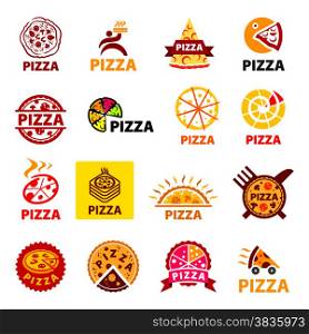 big set of vector logos pizza