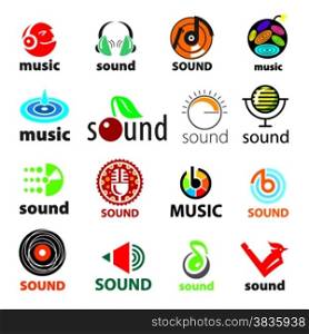 big set of vector logos sound and music