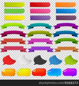 Big Set Web Ribbons, Isolated on Transparent Background, With Gradient Mesh, Vector Illustration. Big Set Web Ribbons