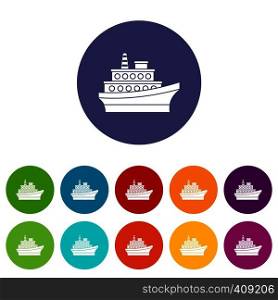 Big ship set icons in different colors isolated on white background. Big ship set icons