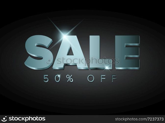 Big silver sale lettering with glitter on dark background