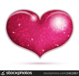 Big sparkling heart vector icon isolated on white