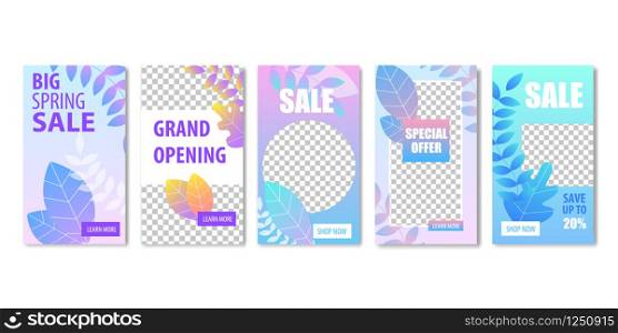 Big Spring Sale Grand Opening Special Offer Banner Set with Transparent Background. Shop Online Discount Price Summer Fall Autumn Fashion Collection Clearance Social Media Story Cover. Big Spring Sale Grand Opening Special Offer Banner