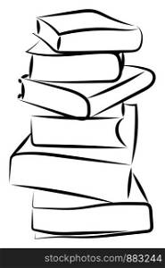 Big stack of books, illustration, vector on white background.