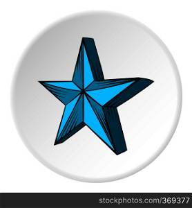 Big star icon in cartoon style on white circle background. Figure symbol vector illustration. Big star icon, cartoon style