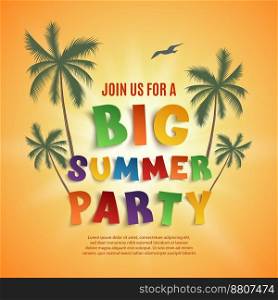 Big summer party poster template vector image