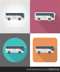 big tour bus flat icons vector illustration isolated on background