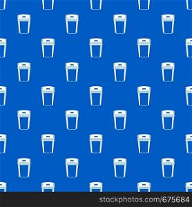 Big trashcan pattern repeat seamless in blue color for any design. Vector geometric illustration. Big trashcan pattern seamless blue