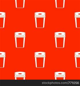 Big trashcan pattern repeat seamless in orange color for any design. Vector geometric illustration. Big trashcan pattern seamless