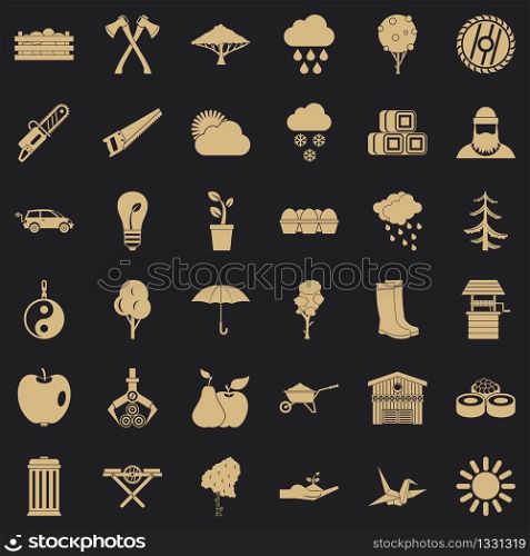 Big tree icons set. Simple style of 36 big tree vector icons for web for any design. Big tree icons set, simple style