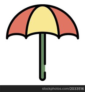 Big umbrella icon. Outline big umbrella vector icon color flat isolated. Big umbrella icon color outline vector