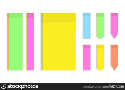 Big vector set of bright colorful stickers for notes in various widths and shapes in trendy shades. Isolate. EPS. Design element for poster, banner, brochure, greeting or invitation card, price or web