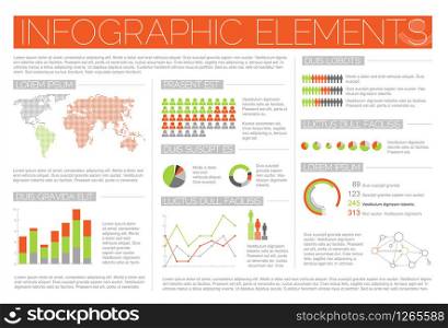 Big Vector set of Infographic elements for your documents and reports (red and green version)
