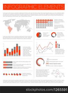 Big Vector set of Infographic elements for your documents and reports (red version)