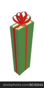 Big wad of money with red bow. High Pile Of Dollars. Gift money. Vector illustration