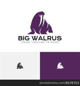 Big Walrus Animal Wildlife Negative Space Silhouette Logo