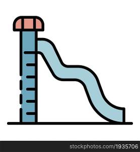 Big water slide icon. Outline big water slide vector icon color flat isolated. Big water slide icon color outline vector