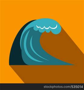 Big wave icon in flat style on a yellow background. Big wave icon, flat style