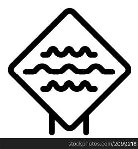 Big waves warning on a sign board layout